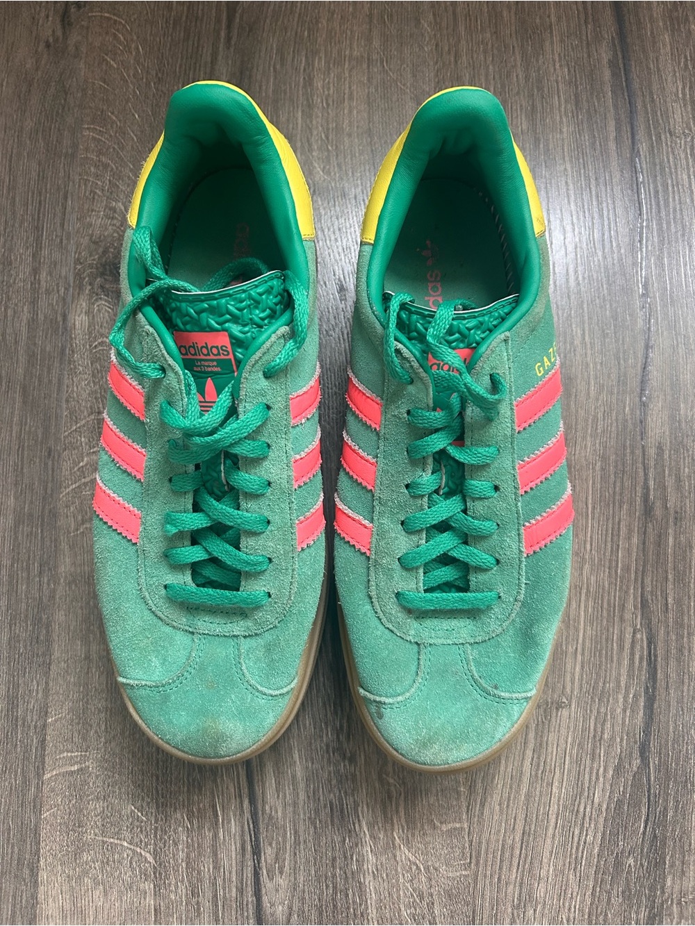 adidas Gazelle Platform Sneakers in Green, Pink & Yellow - Picture 7 of 7